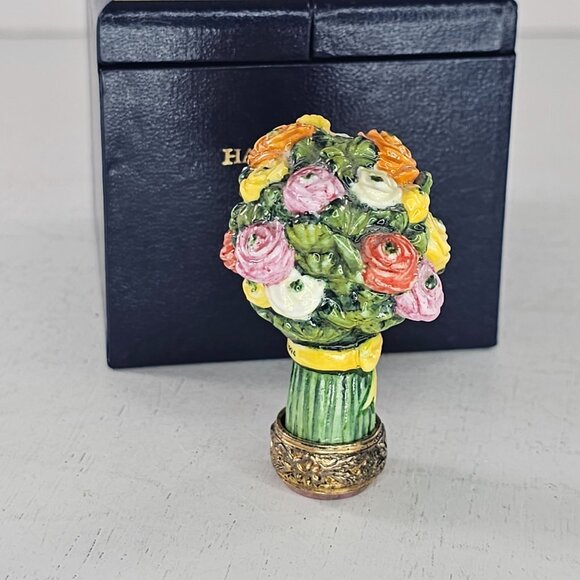 Halcyon  Days Porcelain Flower Rose Bouquet Desk Seal Miniature Figurine 1994 - Picture 7 of 8